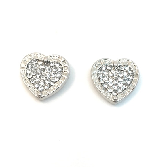 Cherryl's Jewelry - Silver Heart Rhinestone Stud Earrings